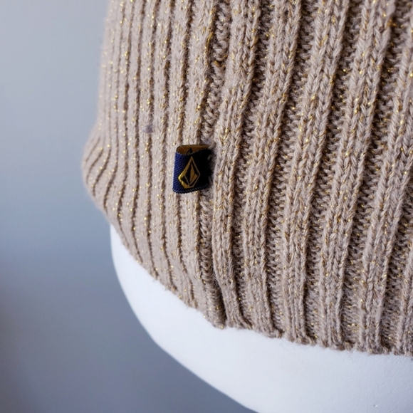 VOLCOM Wool Fitted Gold Sparkle Turtleneck Sweater - Picture 8 of 14